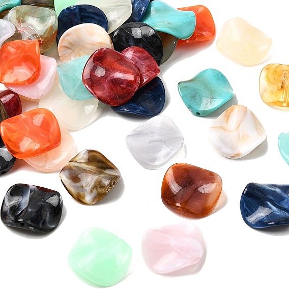 Непрозрачные акриловые бусины, имитирующие драгоценные камни, витой плоский круглый двухцветный