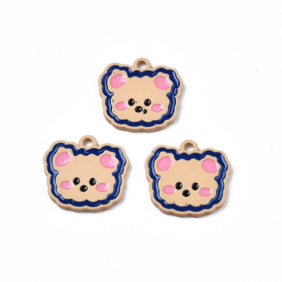 Alloy Spray Painted Enamel Pendants, Cadmium Free & Lead Free, Bear