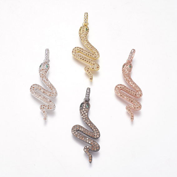 Латунные микро проложить кубического циркония подвески, змея