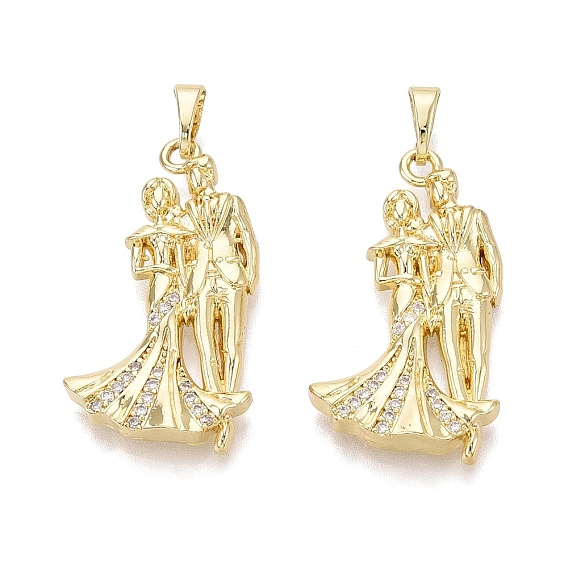 Подвески из латуни с микро-паве ко Дню святого Валентина, прозрачные циркониевые подвески, пара прелестей