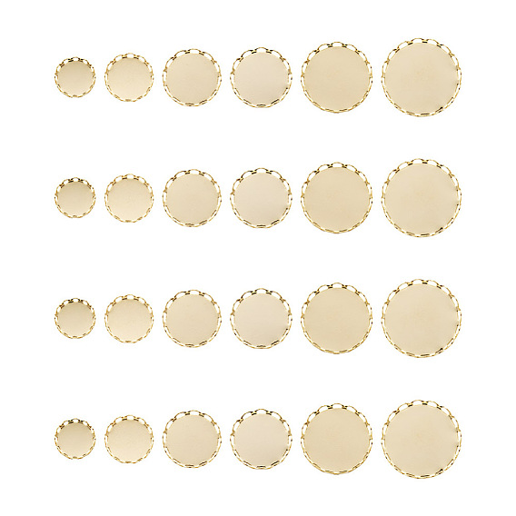 60 шт. 6 стиль 304 оправы из нержавеющей стали, кружева края ободок чашки, плоско-круглые