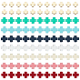 70Pcs 7 Colors Synthetic Coral Beads, Dyed, Cross, with 20Pcs Golden Tone Cross Brass Beads