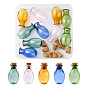 10 piezas 5 adorno de botellas de corcho de vidrio ovalado de colores, vaso vacío deseando botellas, viales de bricolaje para decoraciones colgantes