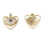 Brass Micro Pave Cubic Zirconia Pendants, with Brass Snap on Bails, Nickel Free, Real 18K Gold Plated, Heart