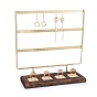 Iron 3-Tier Finger Ring &  Earring Display Stand, with Burlap & Wood Base