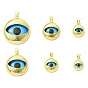 6шт. 6 стили латунных подвесок из смолы, плоские круглые с глаз, долговечный, стойки покрытие, без кадмия и без свинца