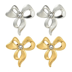 304 серьги-гвоздики из нержавеющей стали со стразами, полированный, бантом