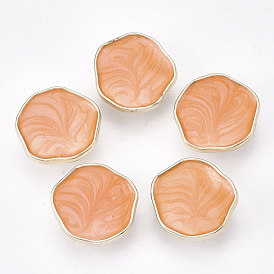 CCB Plastic Shank Buttons, with Enamel, Rose Gold
