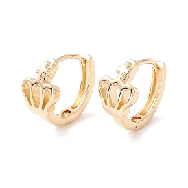 Brass Crown Hoop Earrings for Women, Cadmium Free & Lead Free