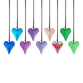 Glass Heart Suncatcher Hanging Ornaments, Rainbow Maker, for Garden Outdoor Decoration