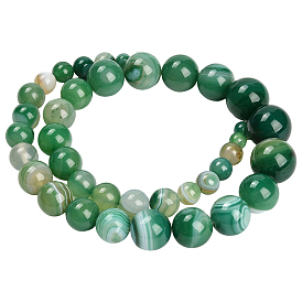 39 шт. нитей из натуральных полосатых агатовых бусин разного размера, окрашенная и подогревом, круглые, класс А