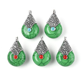 Подвески из смолы в тибетском стиле, со сплавом и эмалью, слеза, античное серебро
