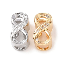 Латунь микропаве прозрачный кубический цирконий европейский бисер, бусины с большим отверстием, бесконечность