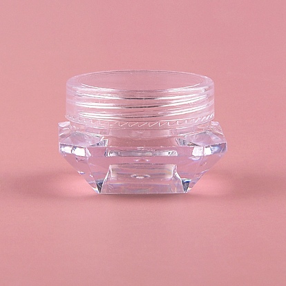 Прозрачная пластиковая пустая портативная банка для крема для лица, крошечные контейнеры для образцов макияжа, с винтовой крышкой, ромб