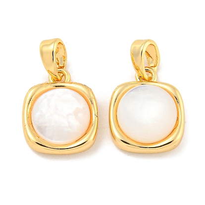 Квадратные подвески из натуральной ракушки и латуни с защелками