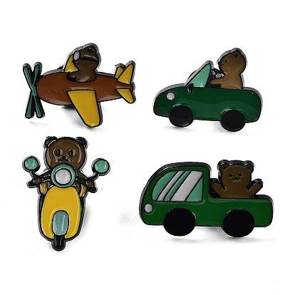 Bear Vehicle Enamel Pin, Alloy Brooch for Backpack Clothes