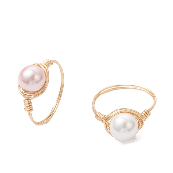 2 шт. перстни с ракушечным жемчугом, с экологически чистой медной проволокой