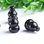 Natural Obsidian Healing Gourd Figurines, Reiki Energy Stone Display Decorations, for Home Feng Shui Ornament