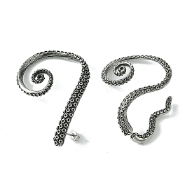 316 Surgical Stainless Steel Cuff Earrings, Octopus, Left