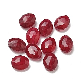 Крашеные натуральный белый нефрит бисер, граненые, овальные