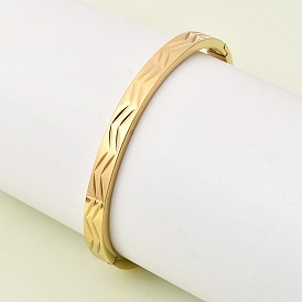 Браслеты с шевронной гравировкой 304 с шарнирным креплением из нержавеющей стали, широкие браслеты для женщин, ионное покрытие (ip)