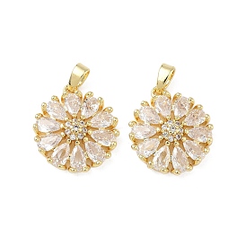 Латунные микро проложить кубического циркония подвески, формы цветка, без свинца и без кадмия, долговечный, стойки покрытие