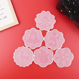 Coaster DIY Food Grade Silicone Mold, Resin Casting Molds, for UV Resin, Epoxy Resin Craft Making, For Christmas, White