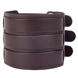 1 ПК модные унисекс панк-рок стиль кожаные широкие браслеты, с железной Смотреть полоса застежками, платина