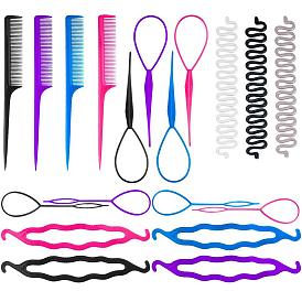 Multi-color French Twist Comb Set for Wave Braids and Double Bun Hairstyles