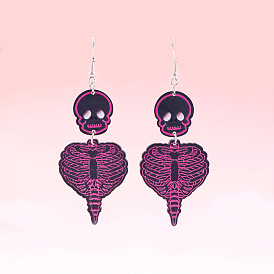 Halloween skull printing earrings acrylic skeleton graffiti funny horror earrings personality earrings