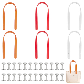 3 наборы 3 цвета ручки сумки из искусственной кожи, С железными заклепками, для изготовления ручек для кошельков