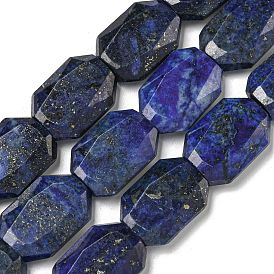 Natural Lapis Lazuli Beads Strands, Dyed, Hexagon, Faceted