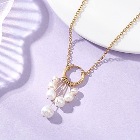 Кулон в виде картофеля из натурального культивированного пресноводного жемчуга 304 цепочки из нержавеющей стали для женщин, цветочный белый