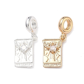 Подвески в виде карт Таро из латуни с прозрачными кубическими циркониями, Подвески с большими отверстиями