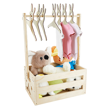 Прямоугольные деревянные ящики для детского душа, с 6шт. крючками для детской одежды из дерева в виде кролика и 1шт. деревянной памятной открыткой с указанием роста ребенка