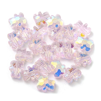 100Pcs Electroplate Glass Beads, AB Color Plated, Bear