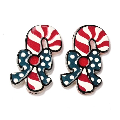 Christmas Themed Acrylic Cabochons, Christmas Candy Cane