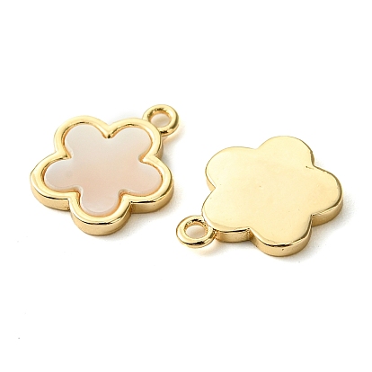 Brass Pave Shell Cloud/Flower Charms, Real 18K Gold Plated