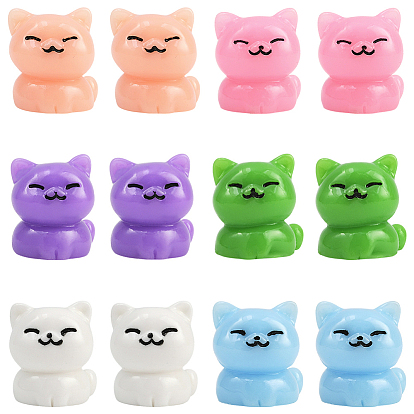 24шт. 6цвета пластиковые декоративные элементы в форме кошек, для украшения рабочего стола домашнего офиса