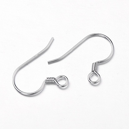 Ganchos de ley pendiente de plata, 14 mm, agujero: 1.5 mm, pin: 0.5, sobre 793pcs / 100g