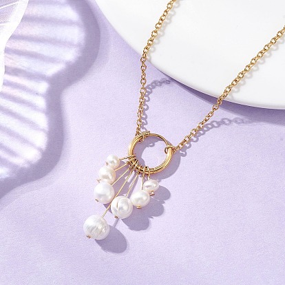 Кулон в виде картофеля из натурального культивированного пресноводного жемчуга 304 цепочки из нержавеющей стали для женщин, цветочный белый