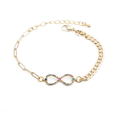 Unlimited Hip Hop Style 8 Infinity Symbol Bracelet with Colorful Zirconia Stones