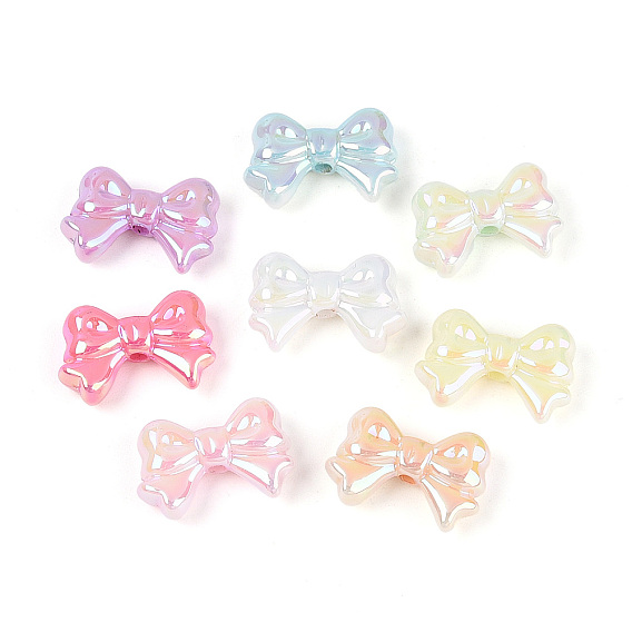 Светящееся УФ-покрытие непрозрачных акриловых бусин, радужный, бантом, светится в темноте