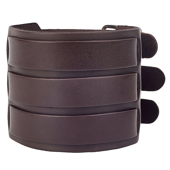 1 ПК модные унисекс панк-рок стиль кожаные широкие браслеты, с железной Смотреть полоса застежками, платина