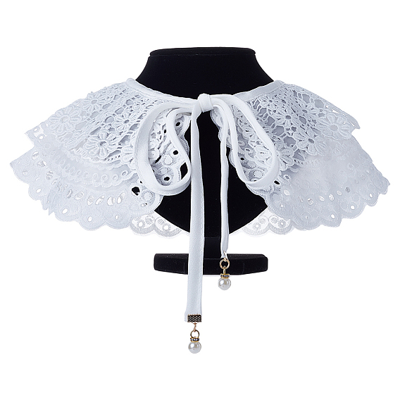 1 съемные полиэстеровые кружевные воротники, с подвесками из сплава и пластика, имитирующими жемчуг, край аппликации для шитья одежды, аксессуары для одежды diy