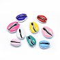 Electroplated Cowrie Shell Beads, with Enamel, Undrilled/No Hole Beads