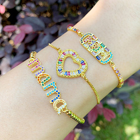 Bracelet maman - bracelet en cristal coeur d'amour avec lettres occidentales (brcs)