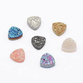 Electroplated Natural Druzy Agate Cabochons, Triangle