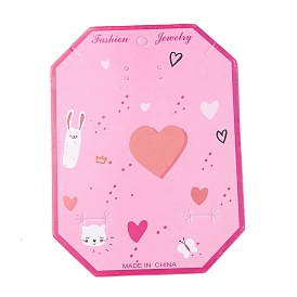 Cartes d'affichage de bijoux en papier pour collier, pince à cheveux, forme octogonale avec motif coeur
