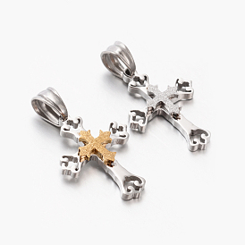 New Gift Men's 201 Stainless Steel Cross Pendants, 25x18x3.5mm, Hole: 5x6.5mm